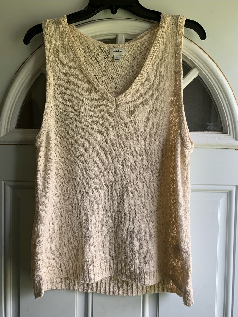 J. Crew Light Cream V-Neck Sleeveless Knit Top